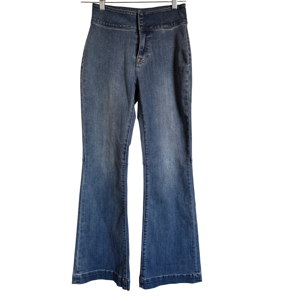Boho Retro Vigoss High Rise Pocketless Flare‎ Jeans Women Size 27 Blue Denim